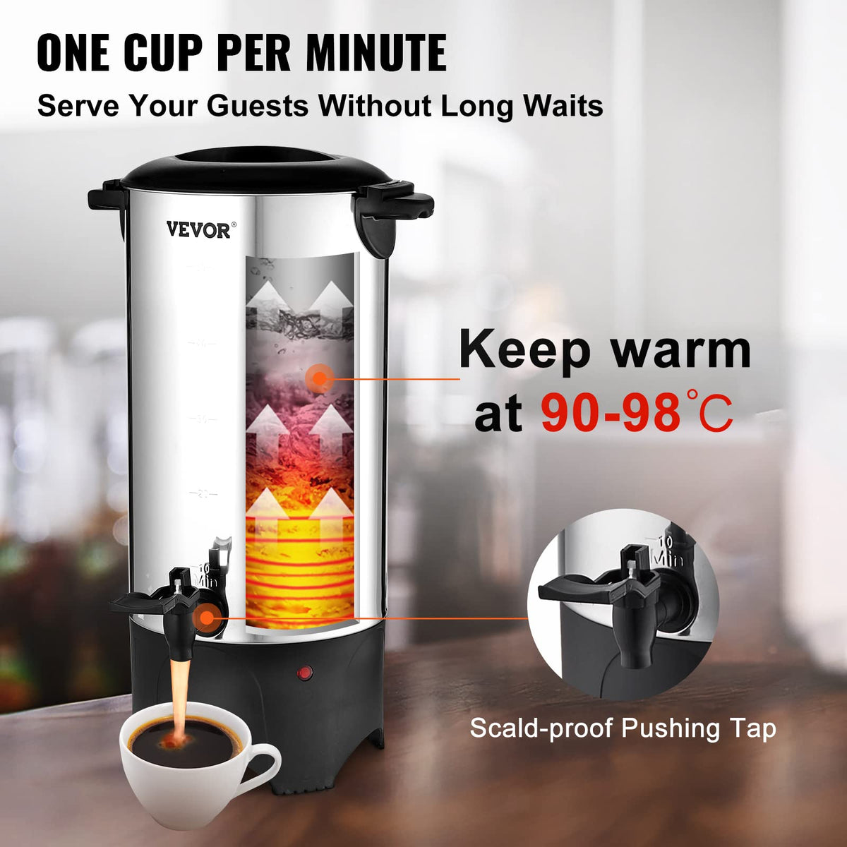 50 Cups Stainless Steel Commercial Coffee Urn W43998