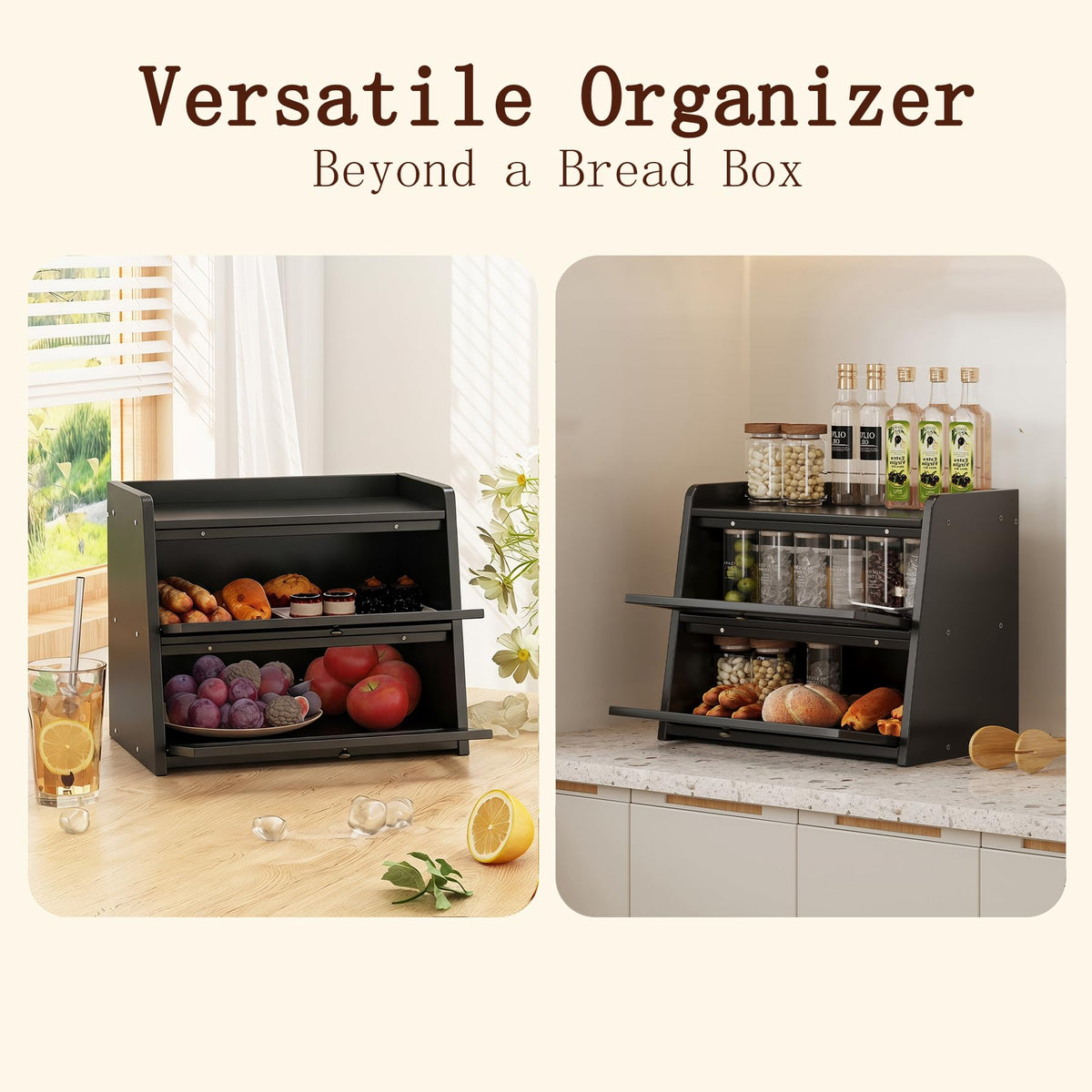 Large Bamboo Bread Box with Window O713