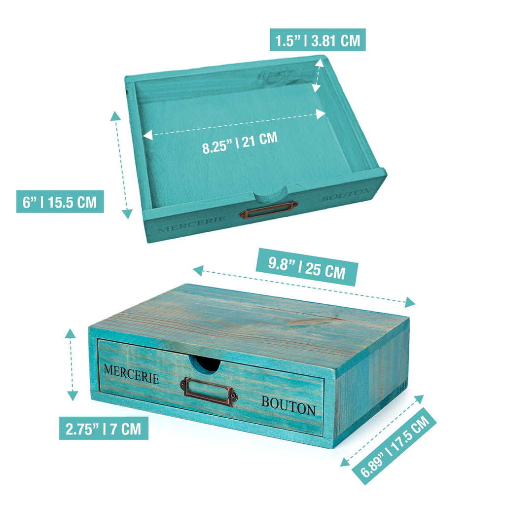 Turquoise Single Drawer Wooden Organizer U491709