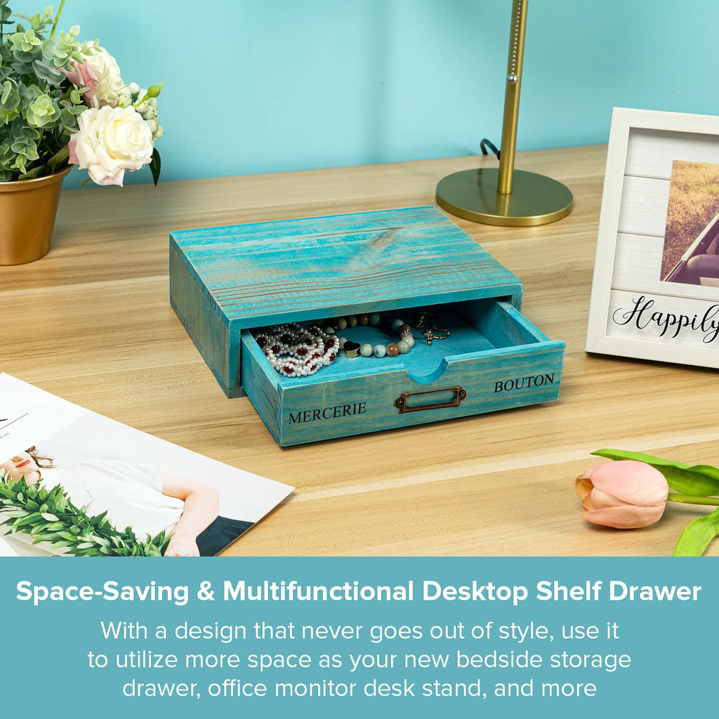 Turquoise Single Drawer Wooden Organizer U491709