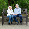 Black Metal Outdoor Patio Bench with Armrests Q574745