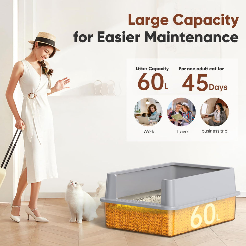Extra Large Stainless Steel Litter Box with Lid F2631