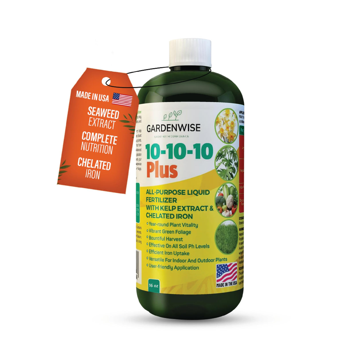 10-10-10 All Purpose Liquid Fertilizer with Seaweed Kelp & Iron 16 oz W82097