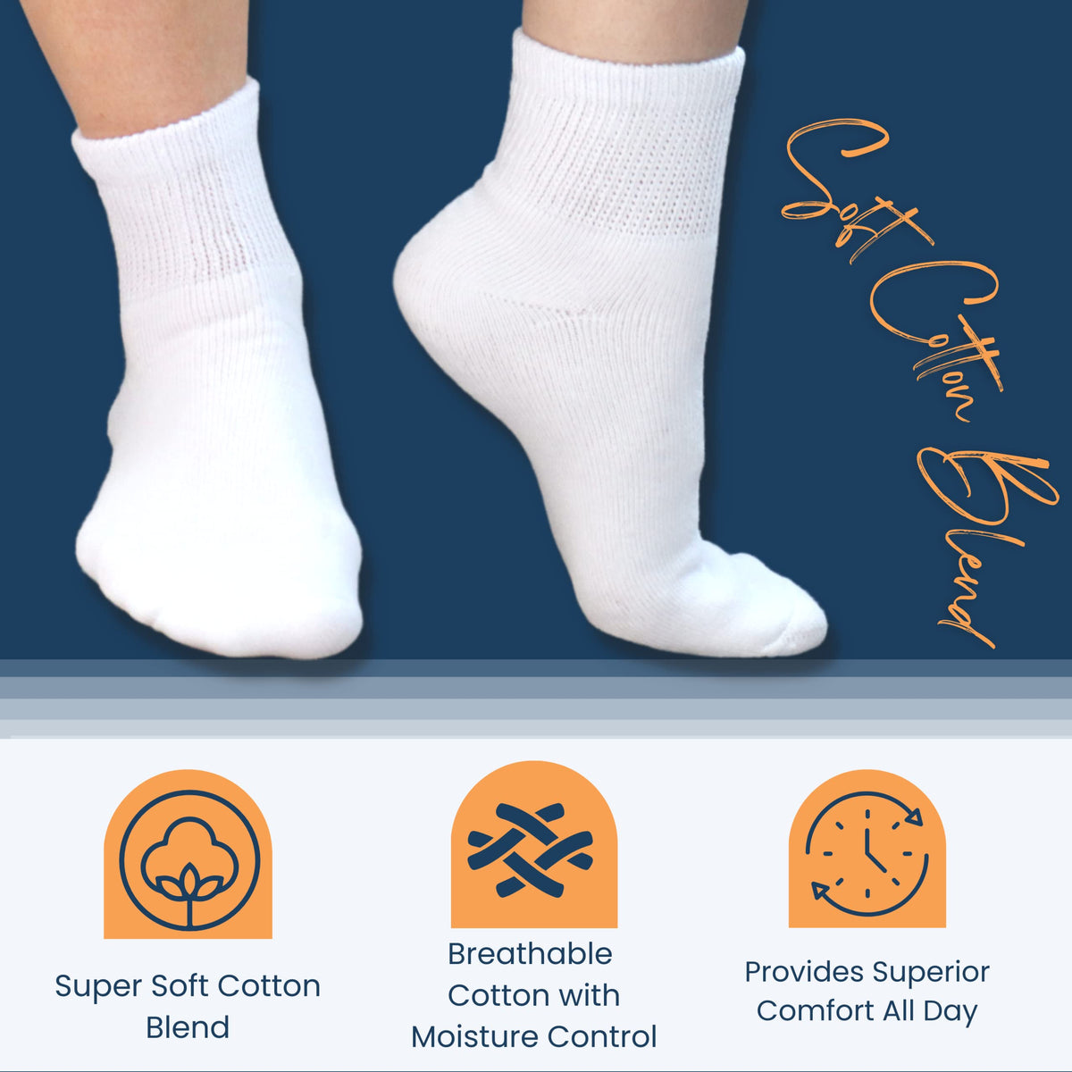 Women's Diabetic Ankle Socks, 6 Pairs, Non-Binding Z425