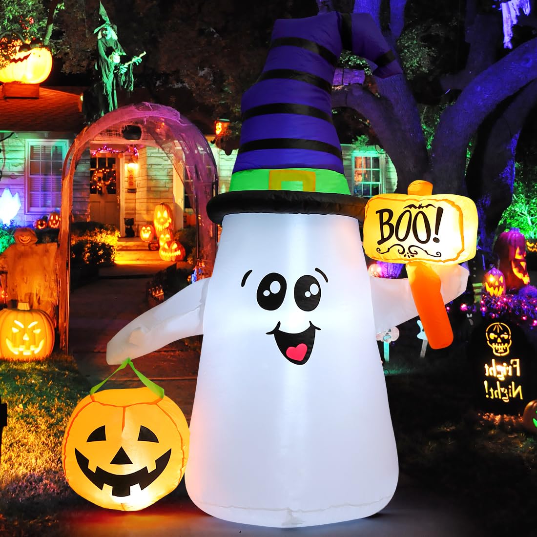 5 FT Halloween Inflatables Ghost with Built-in LEDs W441181