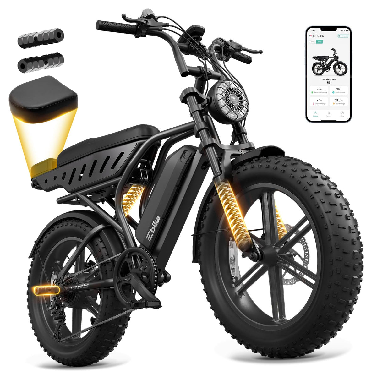 Electric Bike 48V 15Ah Battery 20"x4" Fat Tire Q65159