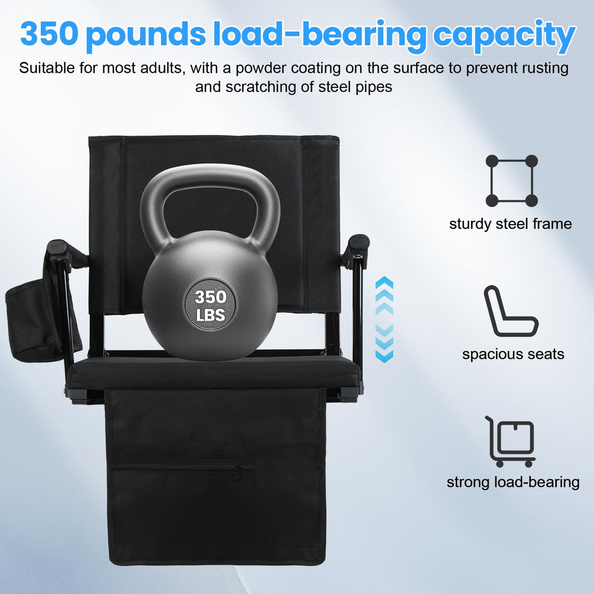 2 Pcs Folding Stadium Seat with Back Support and Cushion X676803