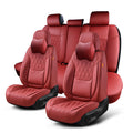 Wine Red Leather Car Seat Covers Full Set U79748