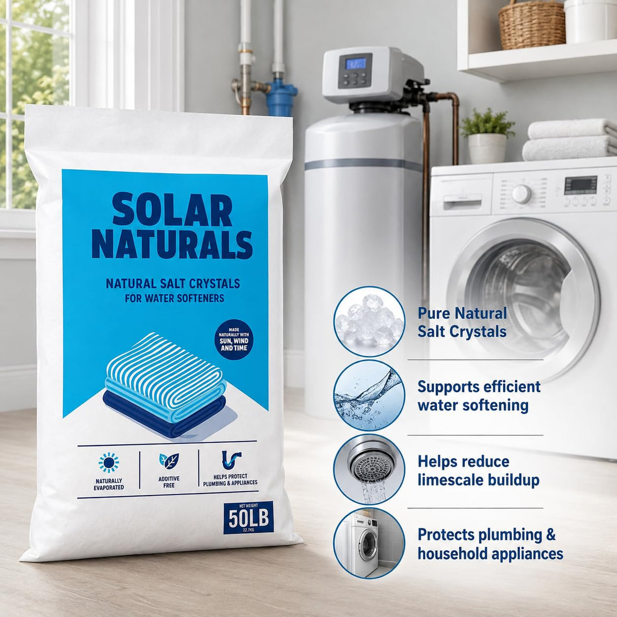 Natural Salt Crystals for Water Softeners, 50 lb P581