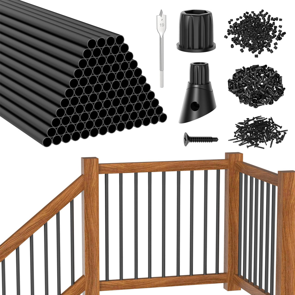 100 Pack 26" Round Black Aluminum Deck Balusters Z15978