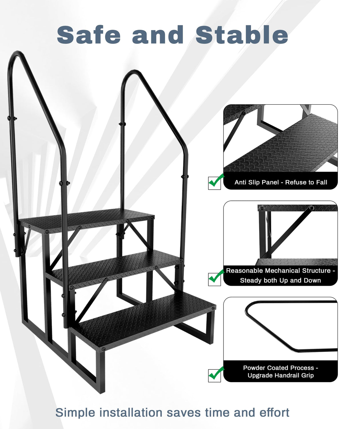 3 Step RV Steps with 2 Handrails C439154