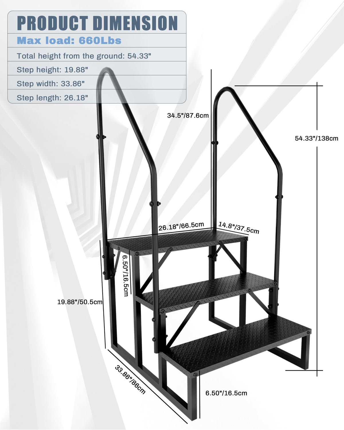 3 Step RV Steps with 2 Handrails C439154