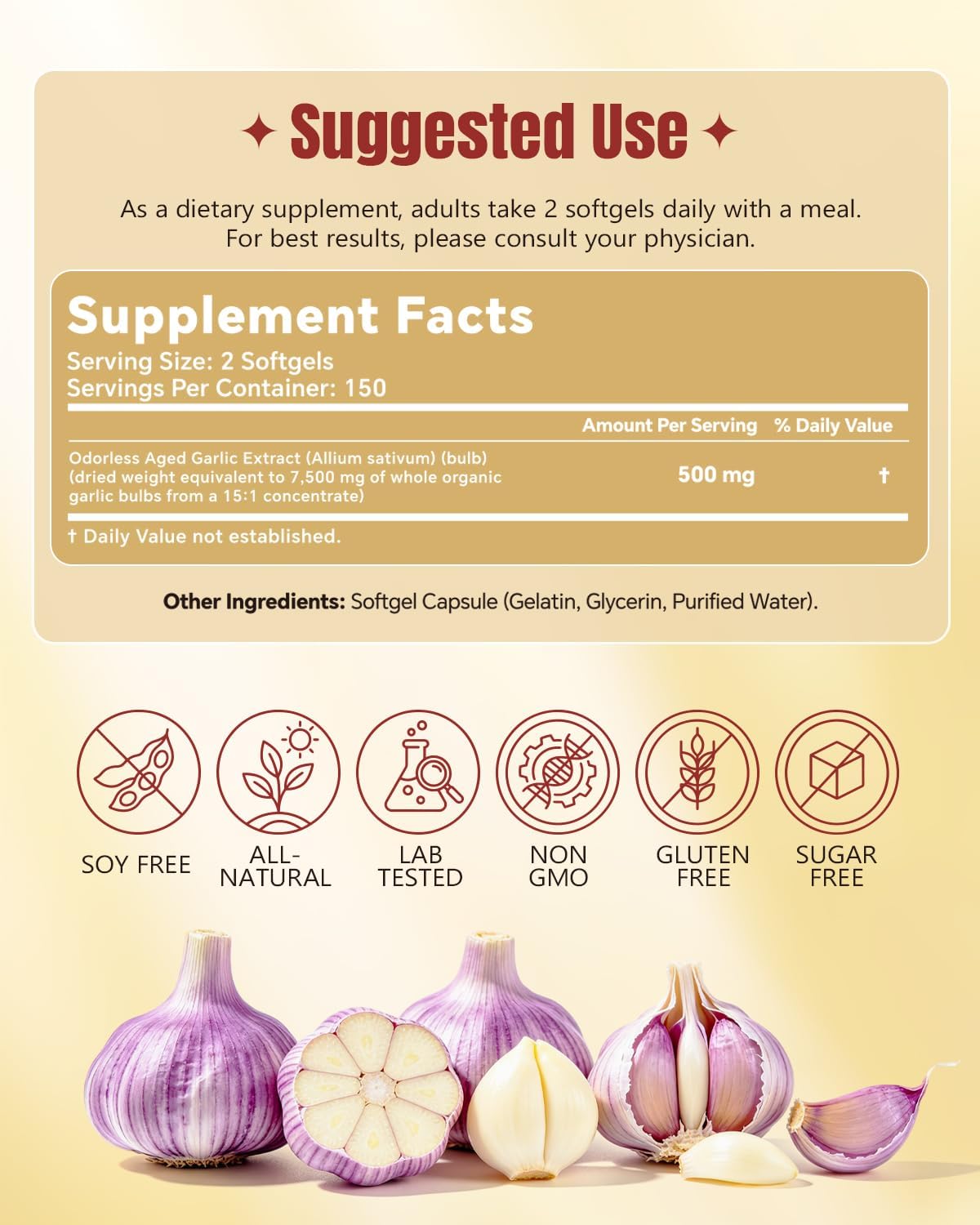 Odorless Aged Garlic Extract Softgels 300 Count G685