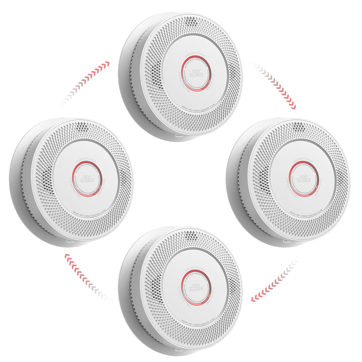 Smoke and Carbon Monoxide Detector 10-Year Battery 4 Pack P1776