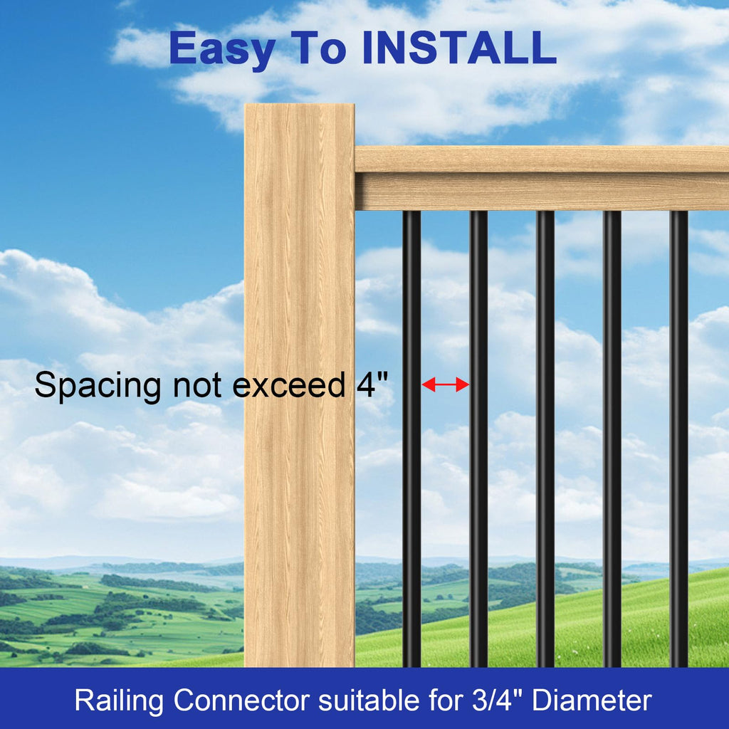 100 Pack 26" Round Black Aluminum Deck Balusters Z15978