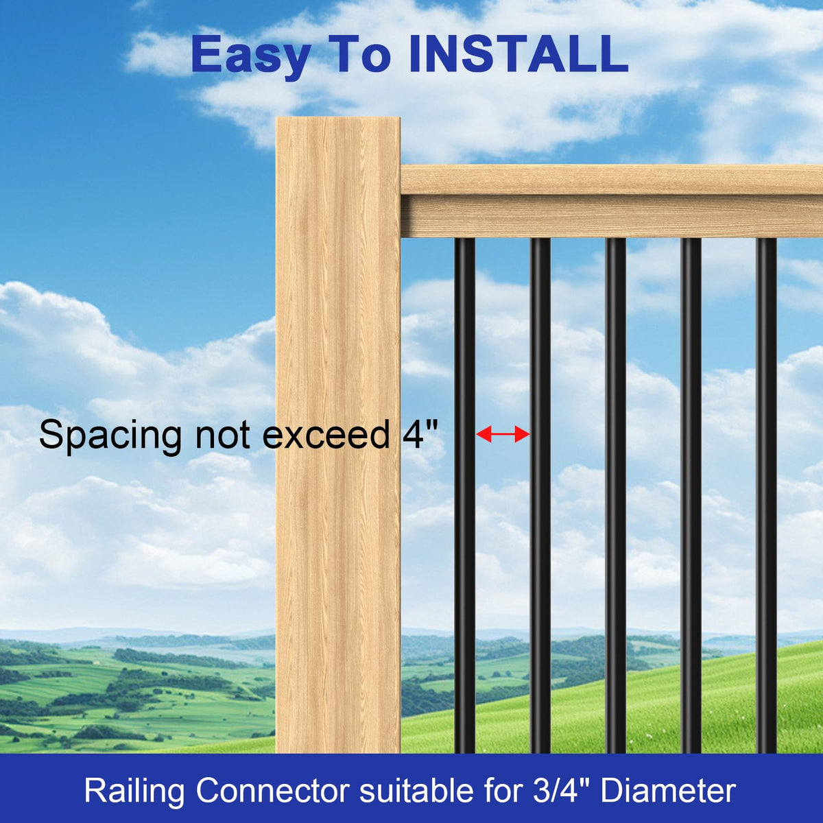 100 Pack 26" Round Black Aluminum Deck Balusters Z15978