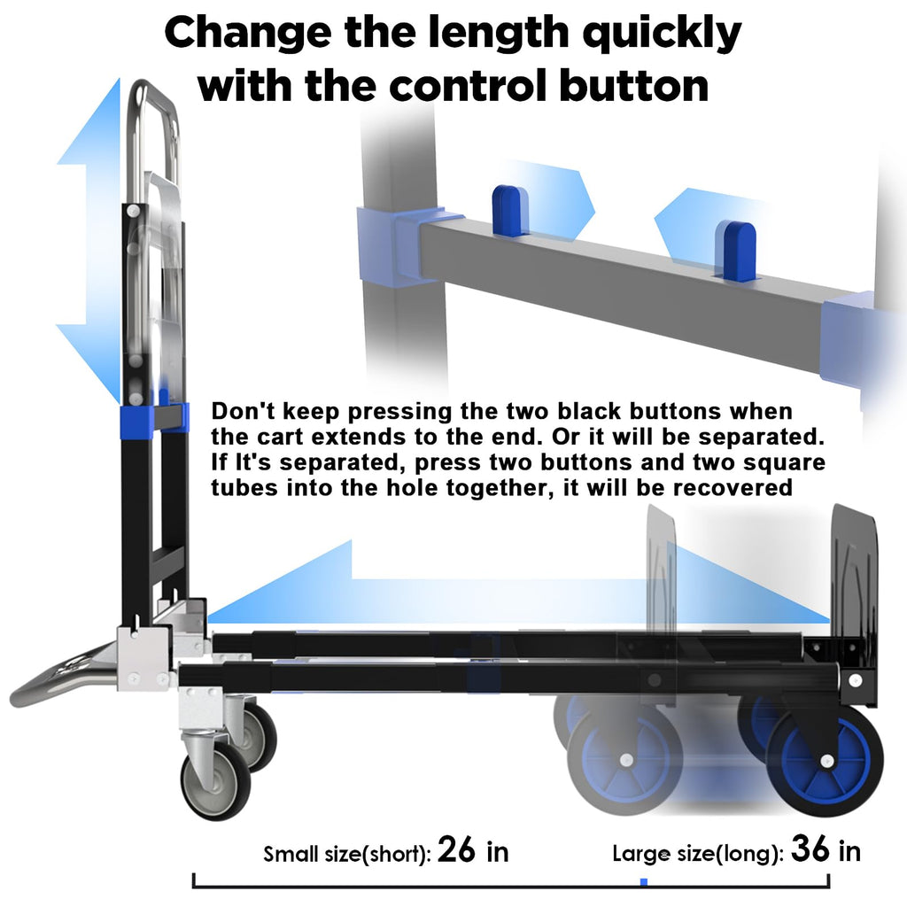 Heavy Duty 4 Wheels 500 Lbs Load Convertible Hand Truck Dolly Cart F3363
