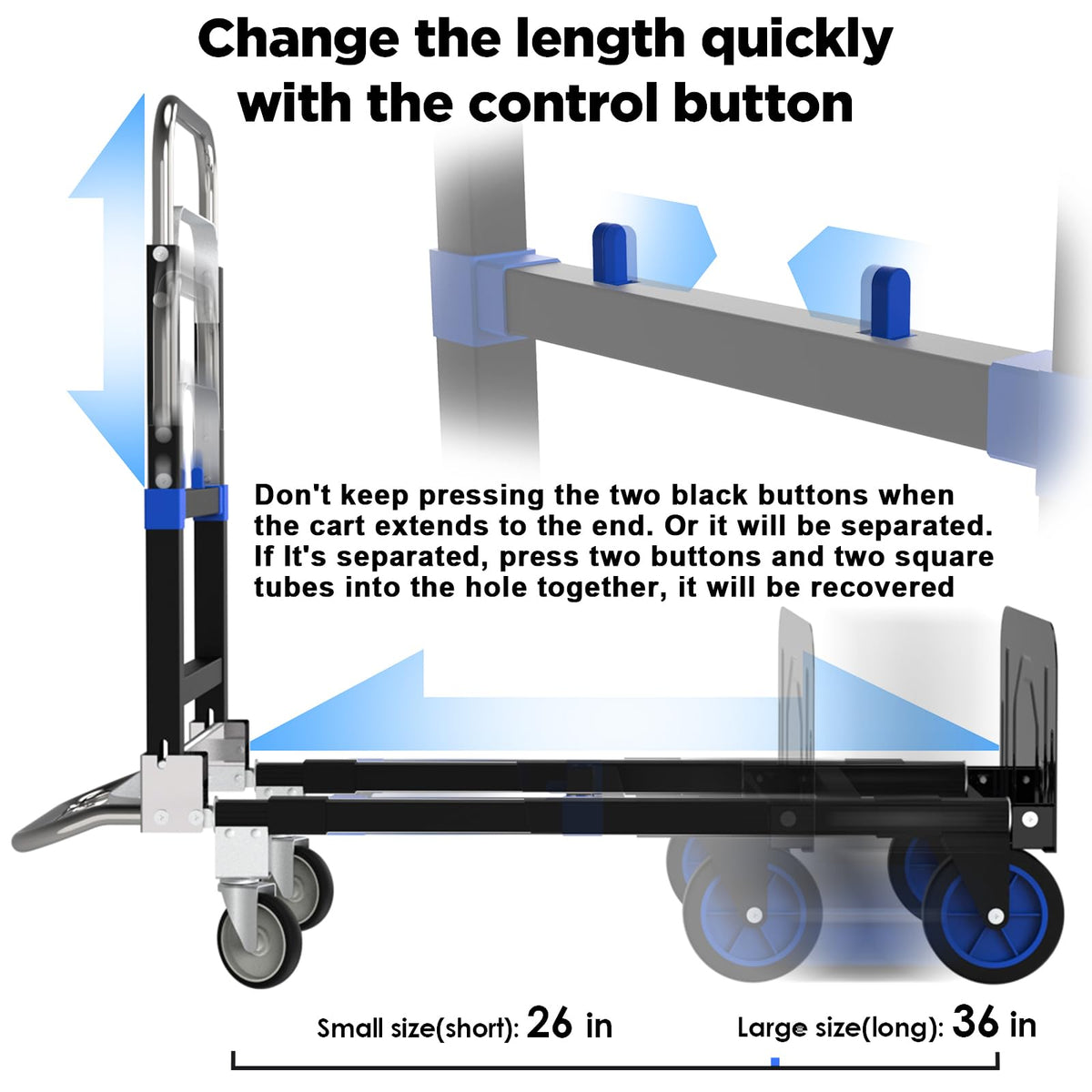 Heavy Duty 4 Wheels 500 Lbs Load Convertible Hand Truck Dolly Cart F3363