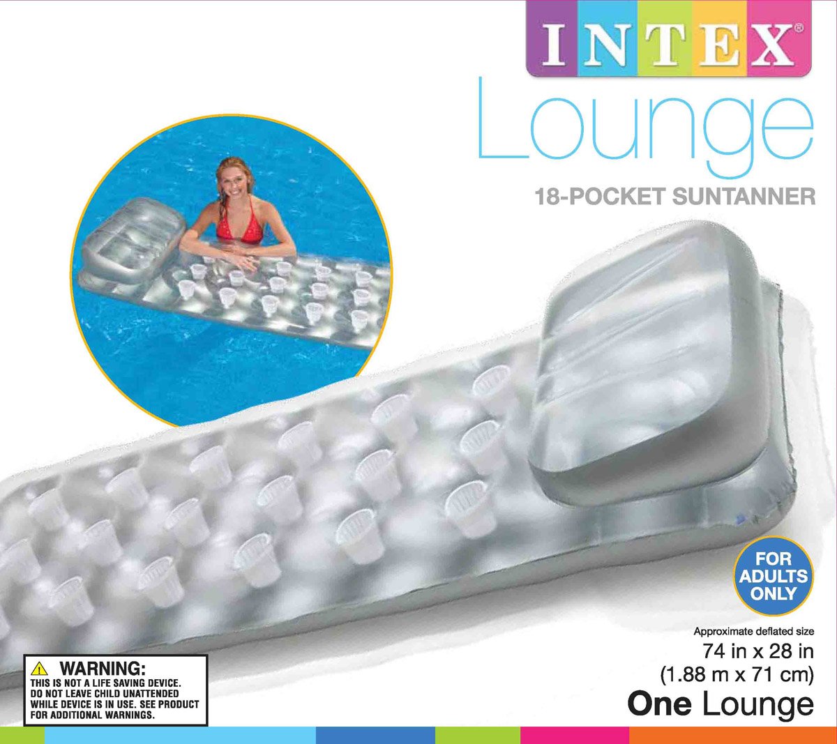 18-Pocket Mattress Pool Lounger with Headrest 3 Pack I564