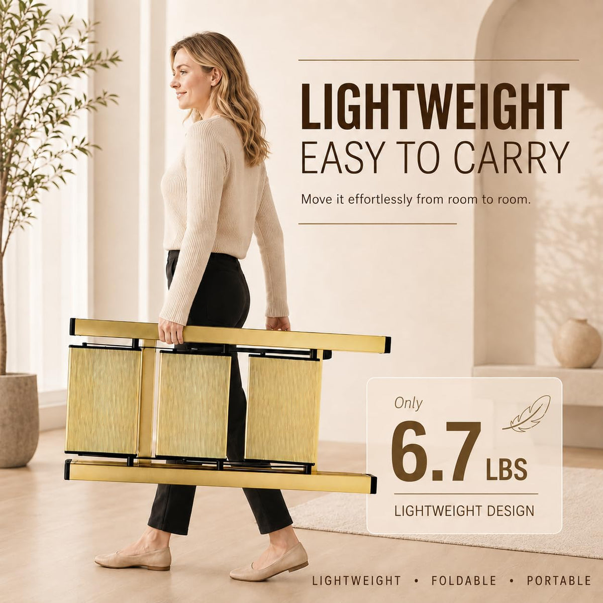 Gold Aluminum 3 Step Folding Stool, 330 lb Capacity F745