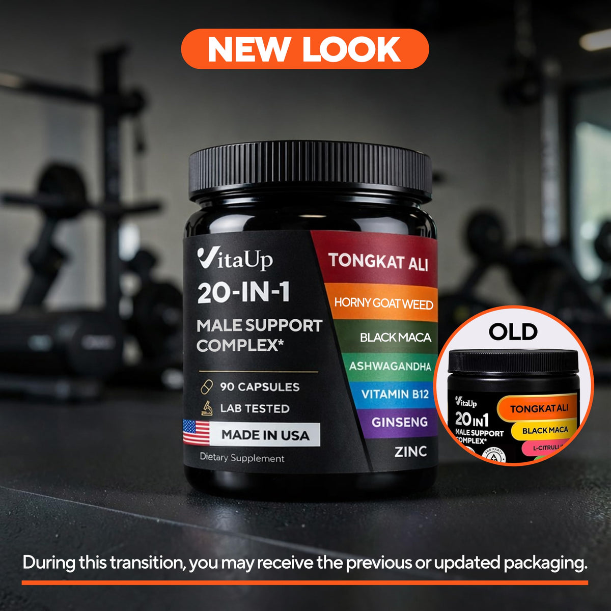 90 Vegan Caps Men Supplements with Tongkat Ali, Black Maca Root, Zinc, Vitamin B12 U172