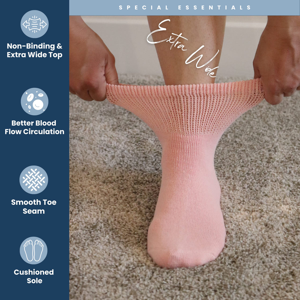 Women's Diabetic Ankle Socks, 6 Pairs, Non-Binding Z425