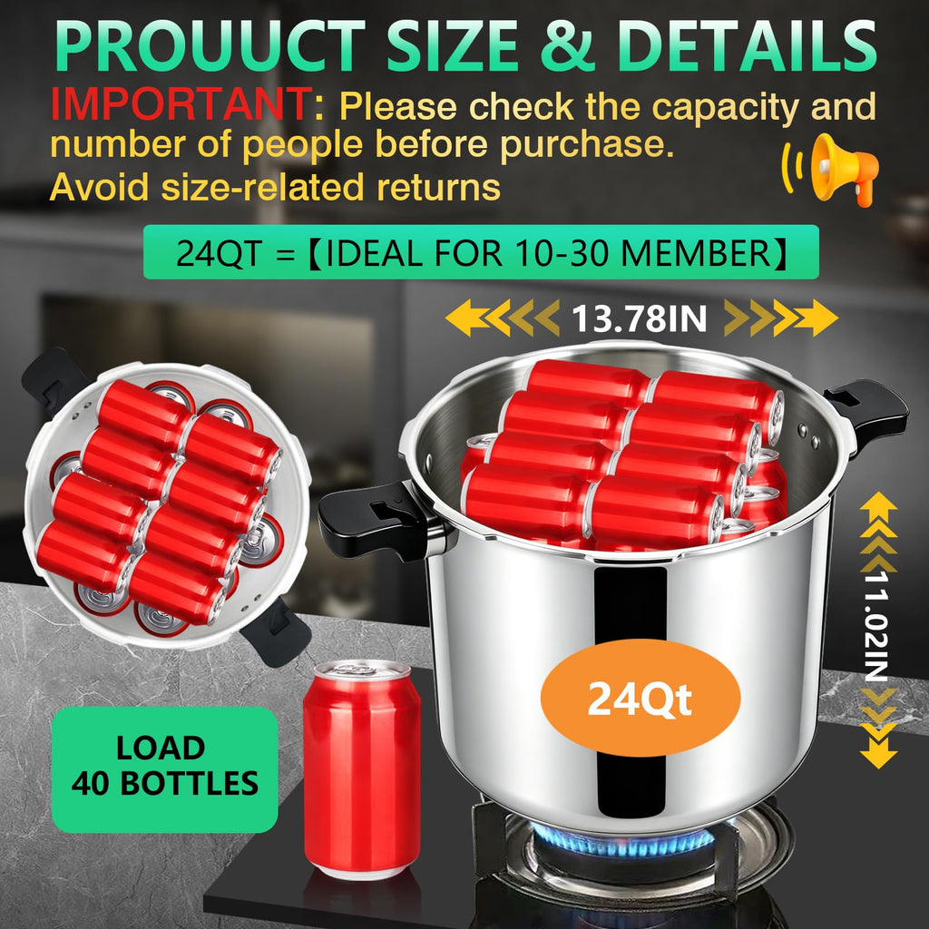 23-24QT Aluminum Pressure Cooker with Pressure Gauge O15079