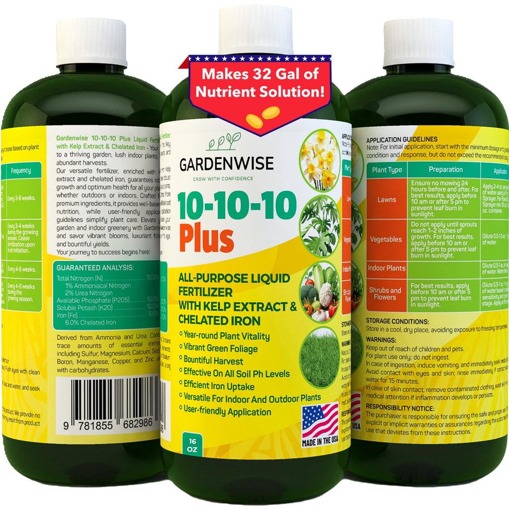 10-10-10 All Purpose Liquid Fertilizer with Seaweed Kelp & Iron 16 oz W82097