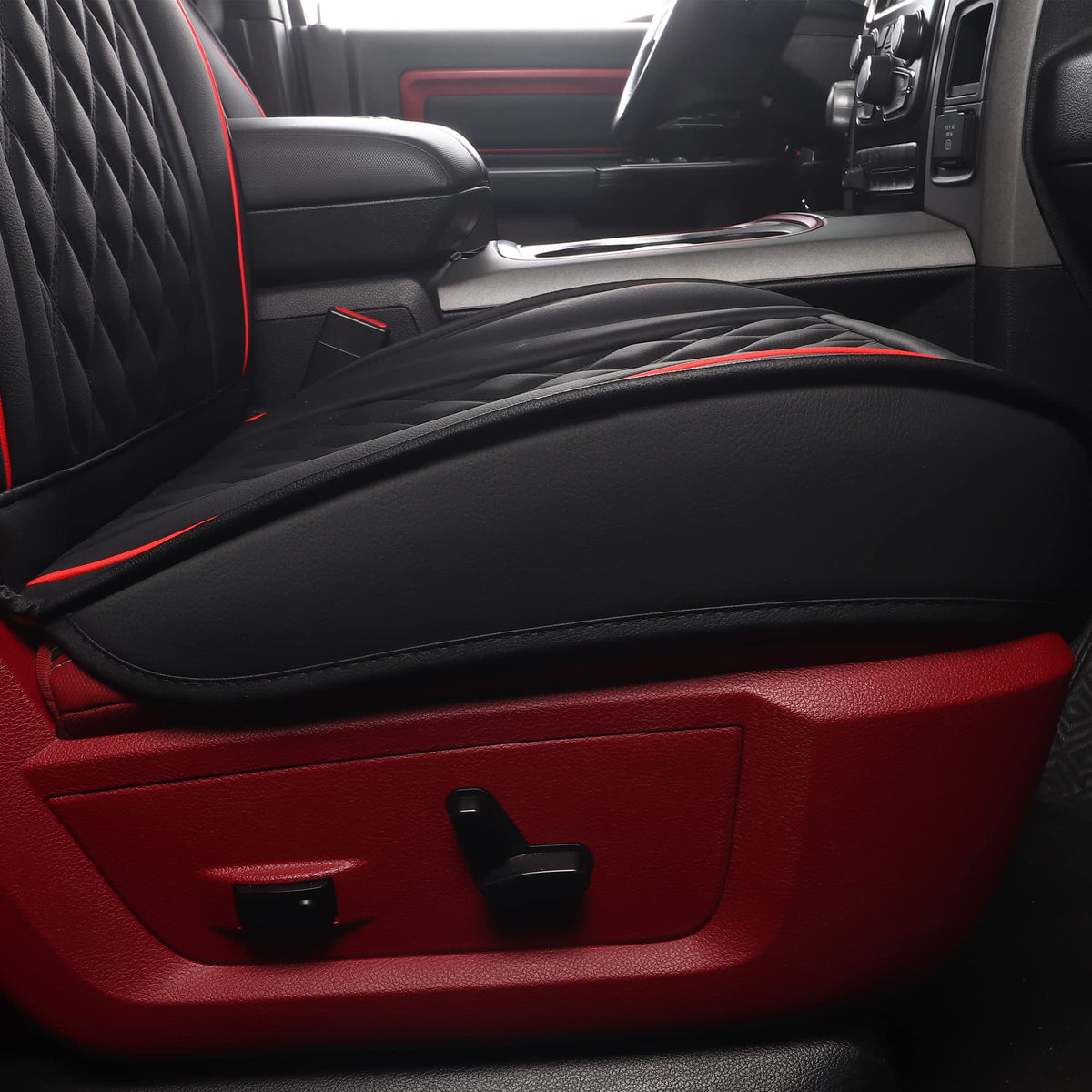 Waterproof Synthetic Leather Car Seat Covers 5PCS Full Set Black Red B2673