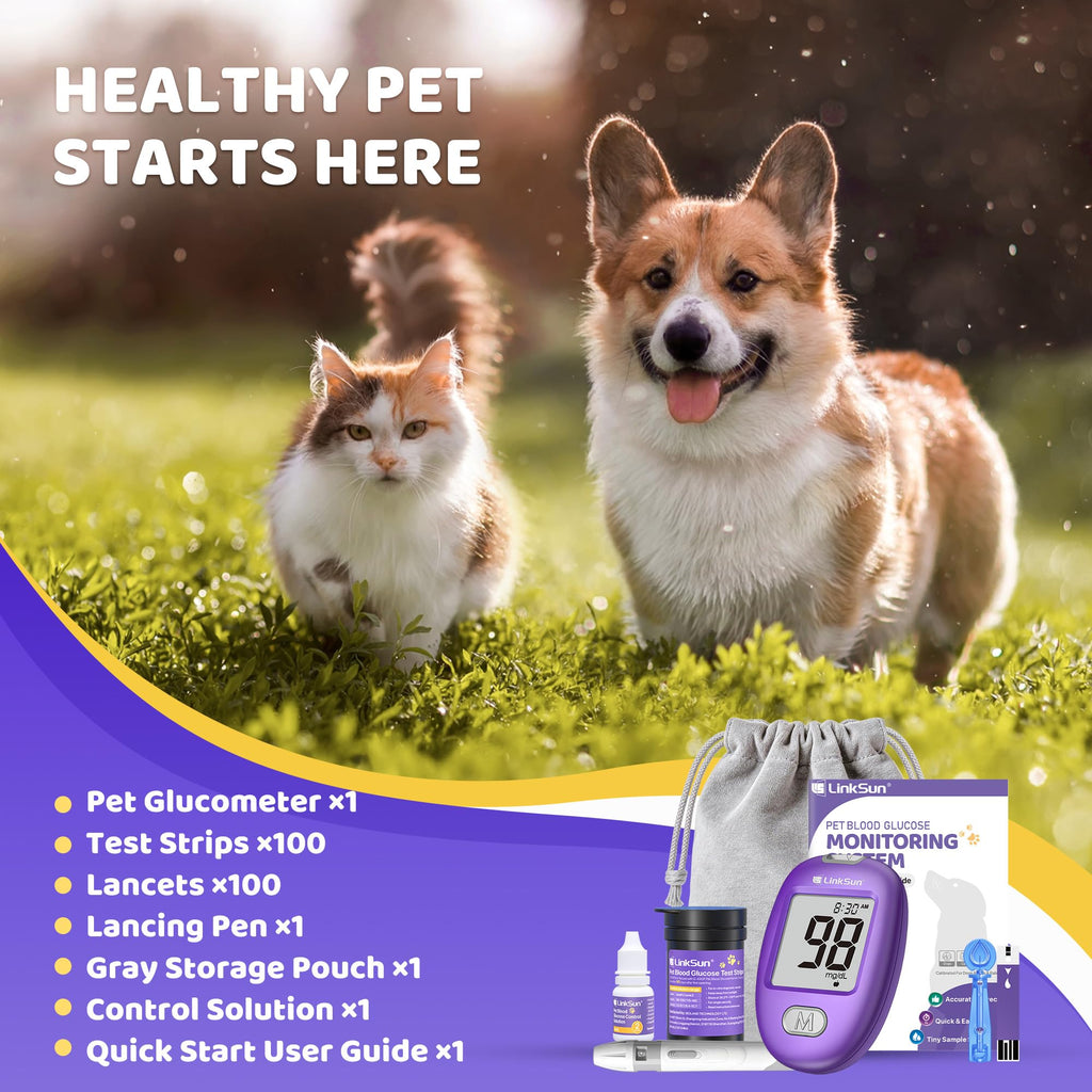 Pet Glucose Monitor Kit, 100 Strips+Lancets Y536856