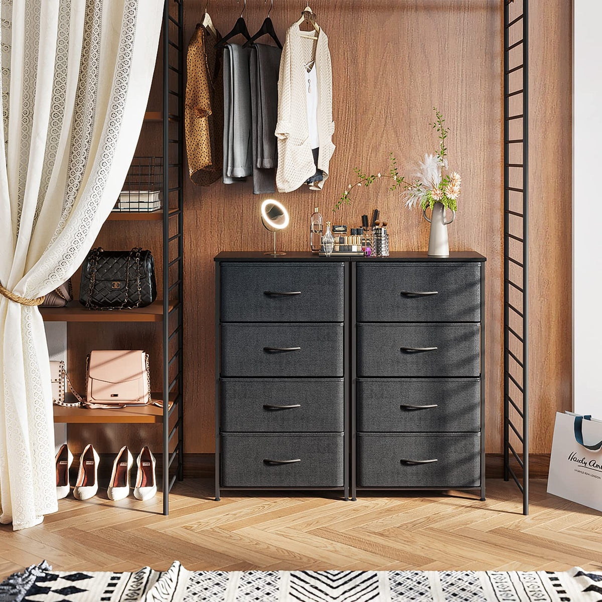 Black 4 Drawer Small Dresser V86226