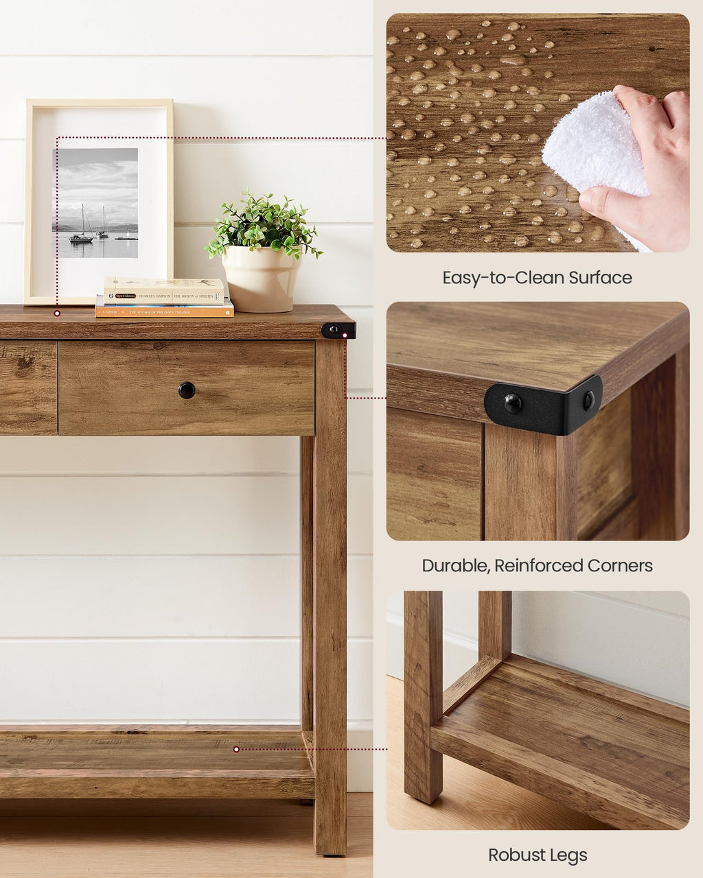 Narrow Console Table with 3 Drawers O293067