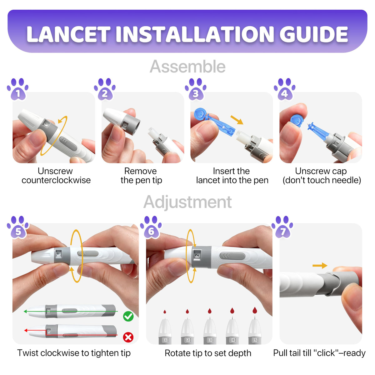 Pet Glucose Monitor Kit, 100 Strips+Lancets Y536856