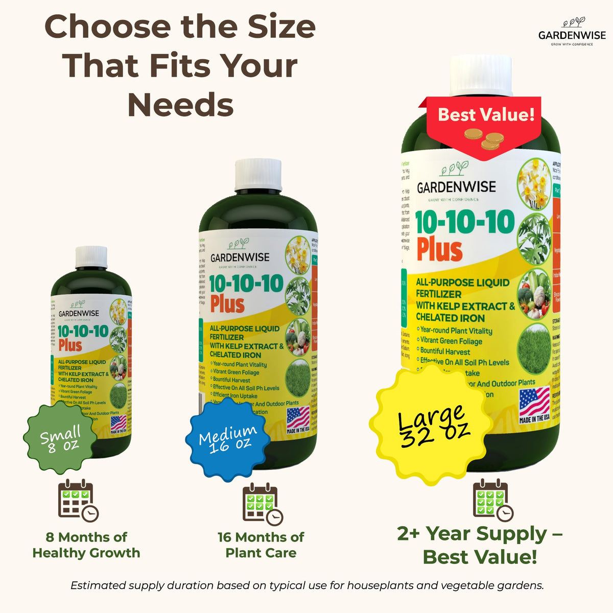 10-10-10 All Purpose Liquid Fertilizer with Seaweed Kelp & Iron 16 oz W82097