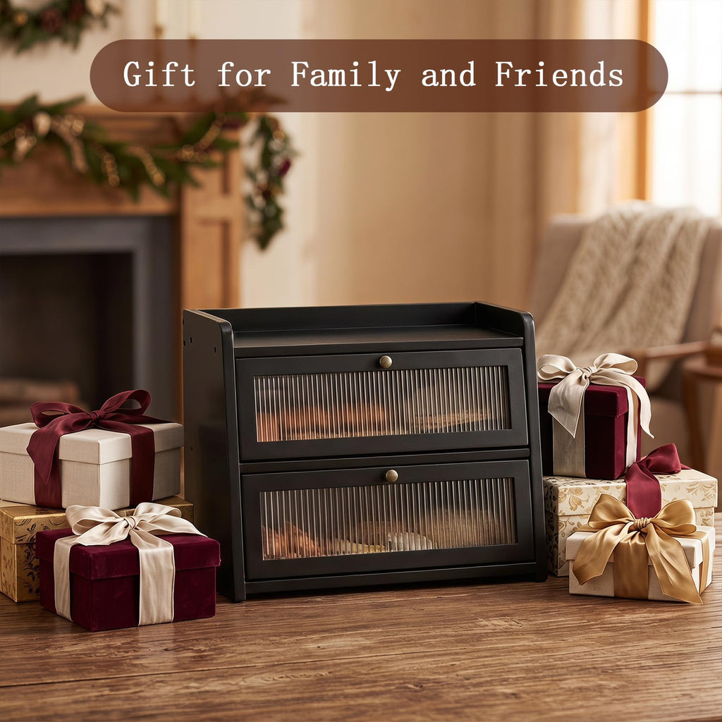 Large Bamboo Bread Box with Window O713