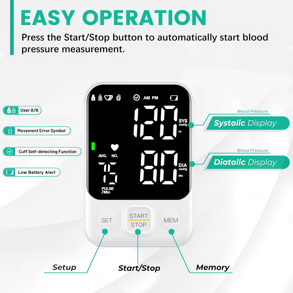 FDA Cleared Upper Arm Blood Pressure Monitor B159120