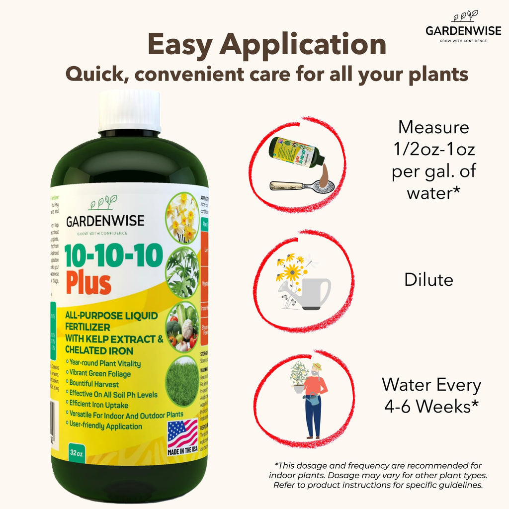 10-10-10 All Purpose Liquid Fertilizer with Seaweed Kelp & Iron 16 oz W82097
