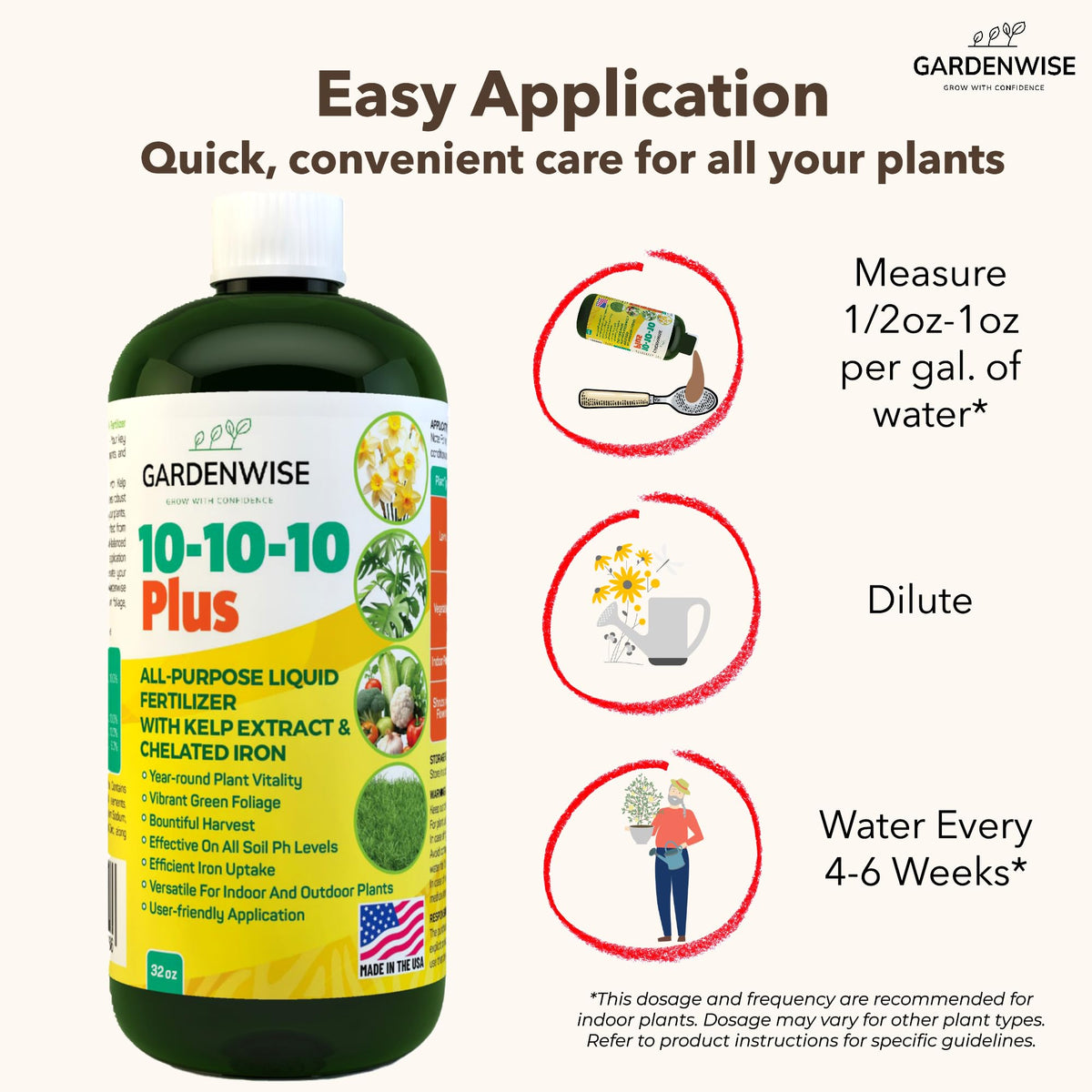 10-10-10 All Purpose Liquid Fertilizer with Seaweed Kelp & Iron 16 oz W82097