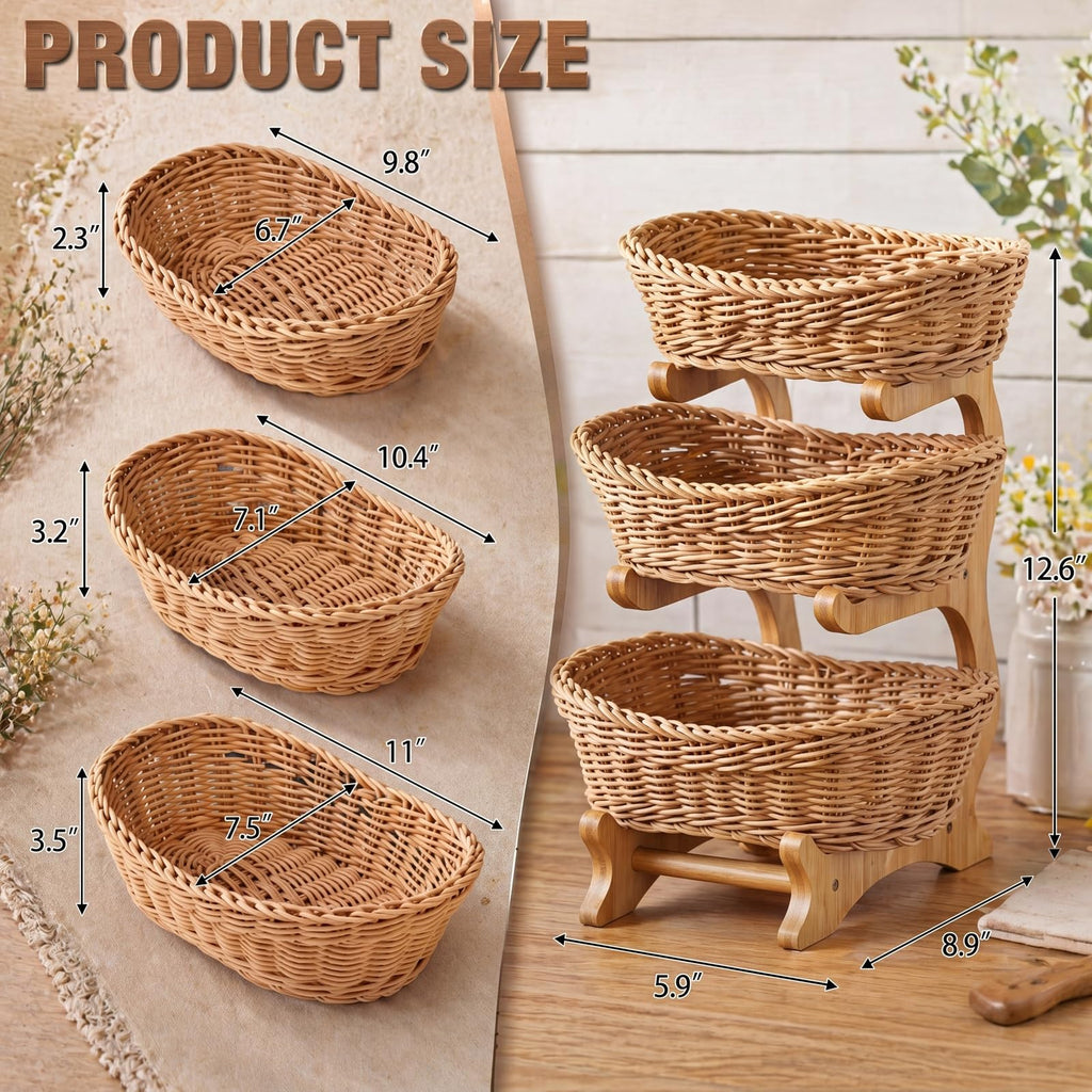 3 Tier Woven Fruit Basket Stand R4427