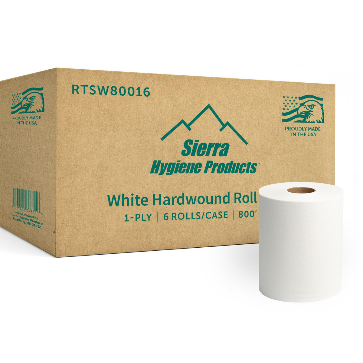 White 1-Ply Hardwound Paper Towels, 6 Rolls K37934