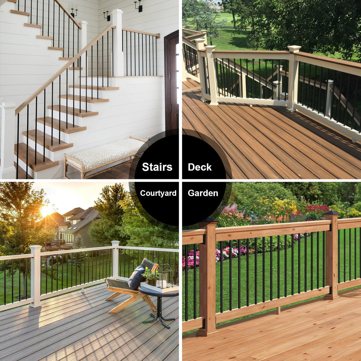 100 Pack 26" Round Black Aluminum Deck Balusters Z15978