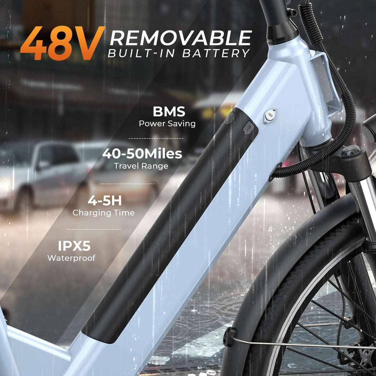 26" Step-Thru Electric Bike with 1000W Peak Motor W34552