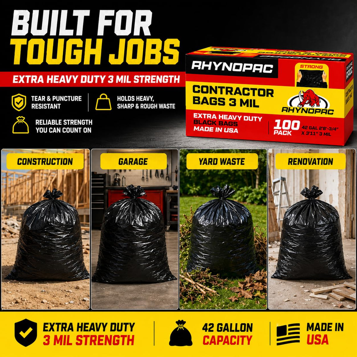 42 Gallon 3 Mil Contractor Trash Bag T156154