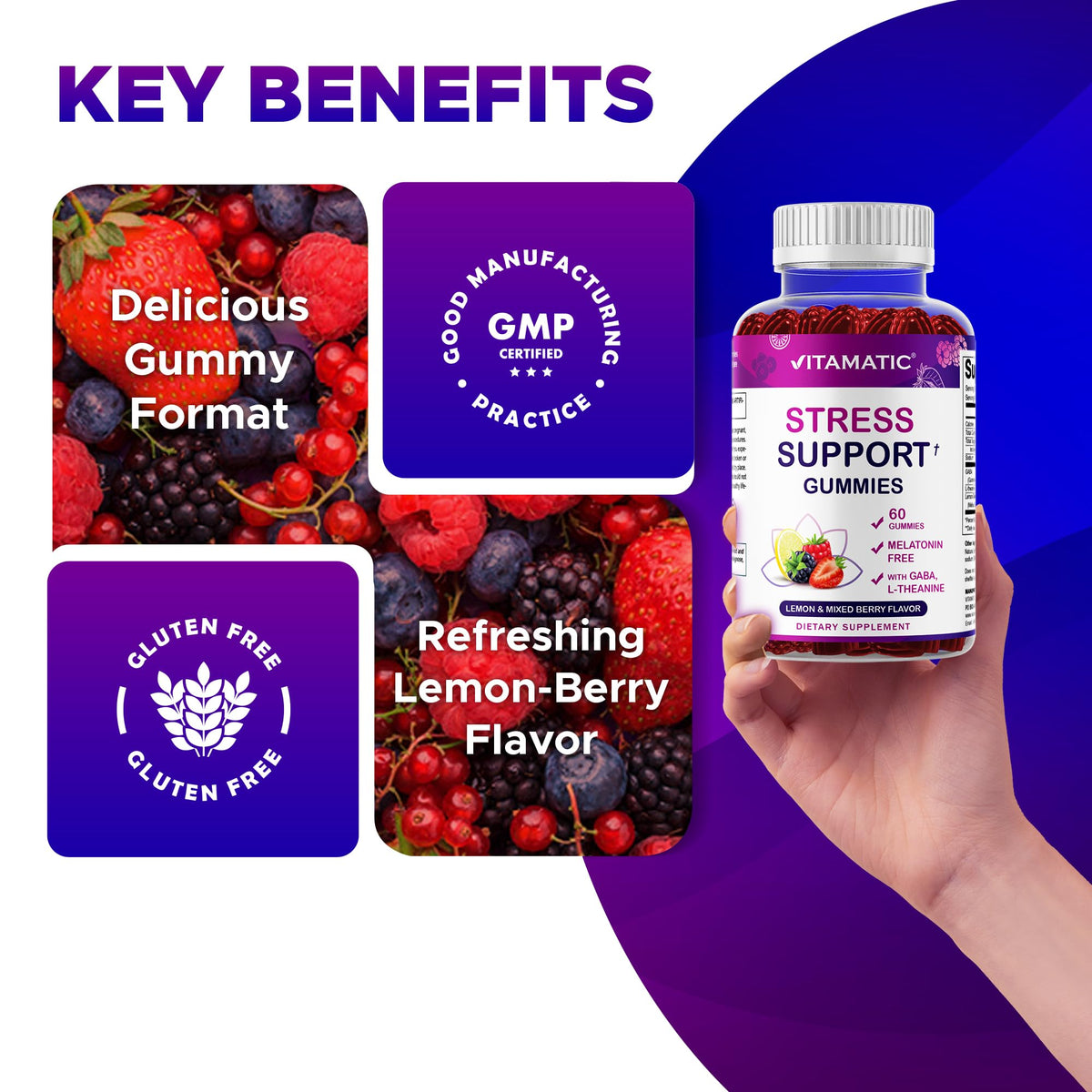 Lemon & Mixed Berry Flavor 60 Gummies Vegan Non-GMO Gluten-Free B6335