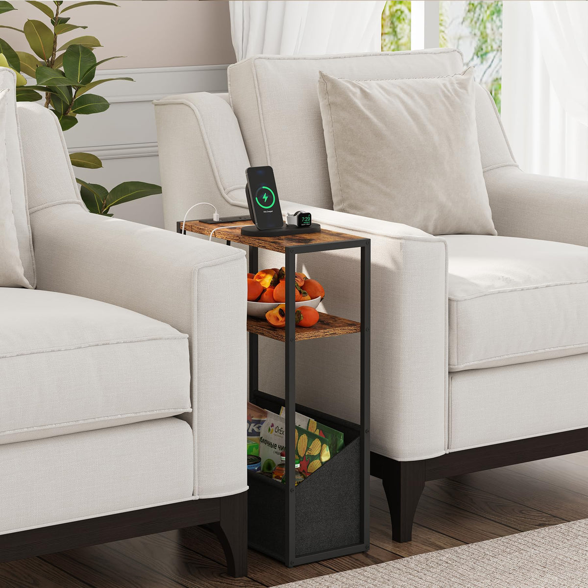 Narrow Side Table with Charging Station O942867