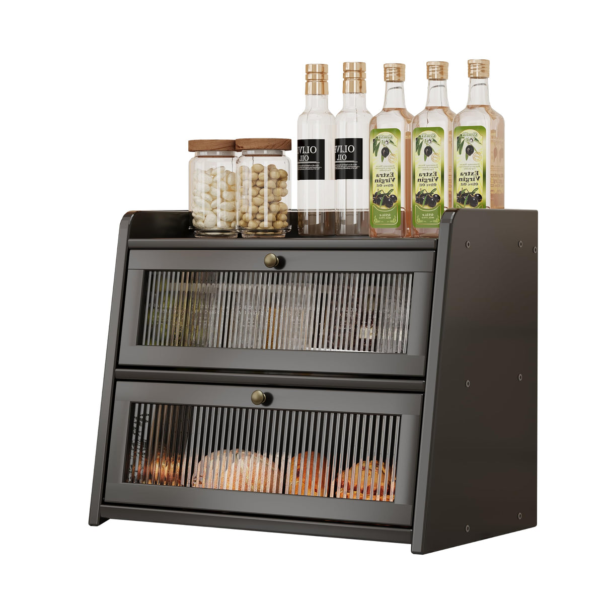 Large Bamboo Bread Box with Window O713