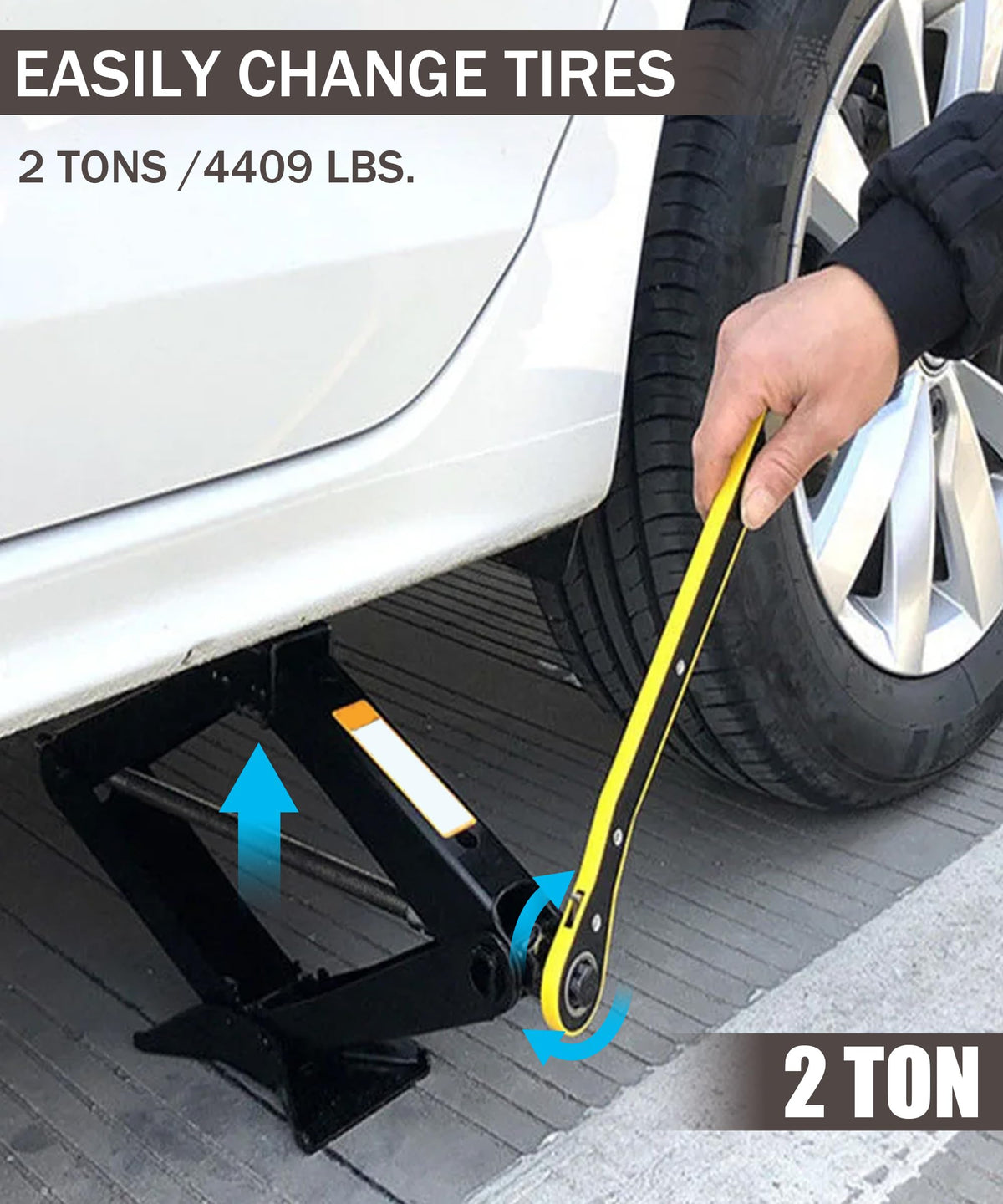 2 Ton Scissor Jack Lift with Lug Wrench E9545