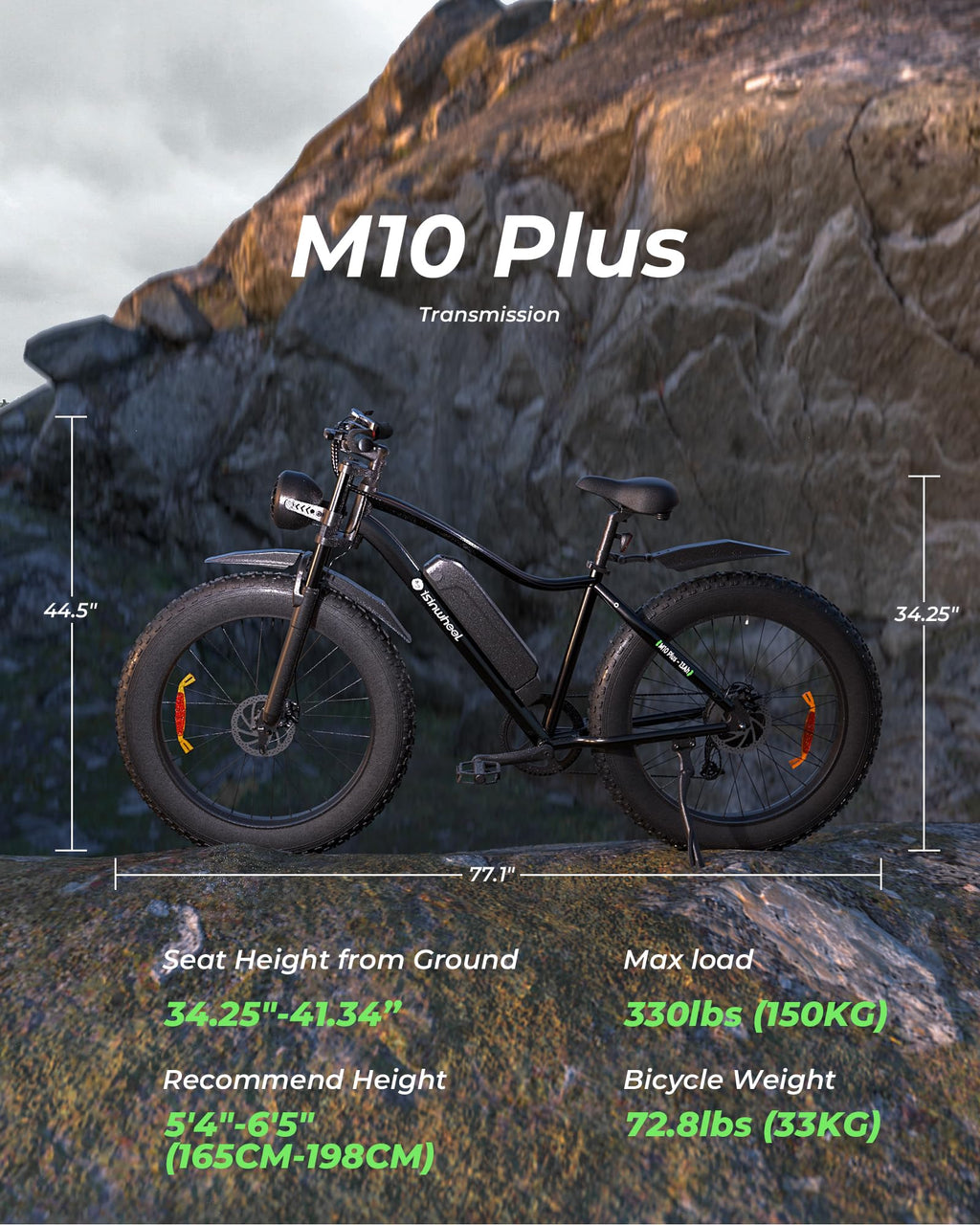 26" Fat Tire Electric Mountain Bike with 48V 13Ah Battery U589318
