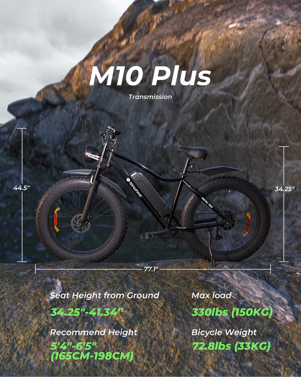 26" Fat Tire Electric Mountain Bike with 48V 13Ah Battery U589318
