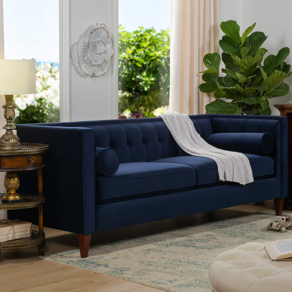 Dark Navy Blue Performance Velvet Tufted Sofa K416700